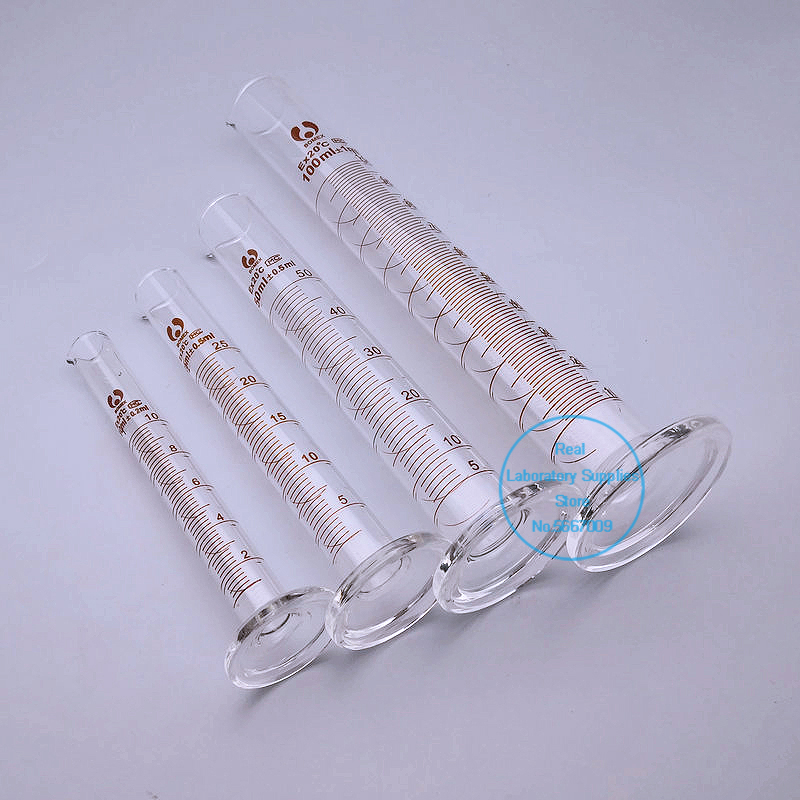 1set/pack (10ml, 25ml, 50ml, 100ml) Laboratory Scaled Glass Measuring cylinder Measurement Container Lab Supplies
