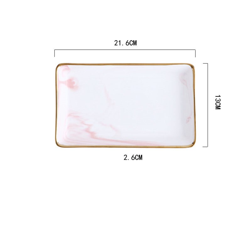 Nordisk stil marmor guld opbevaringsbakke keramisk smykkebakke desktop inkluderet fotografi rekvisitter badeværelse kommode plade affaldsbakke: Lyserød l