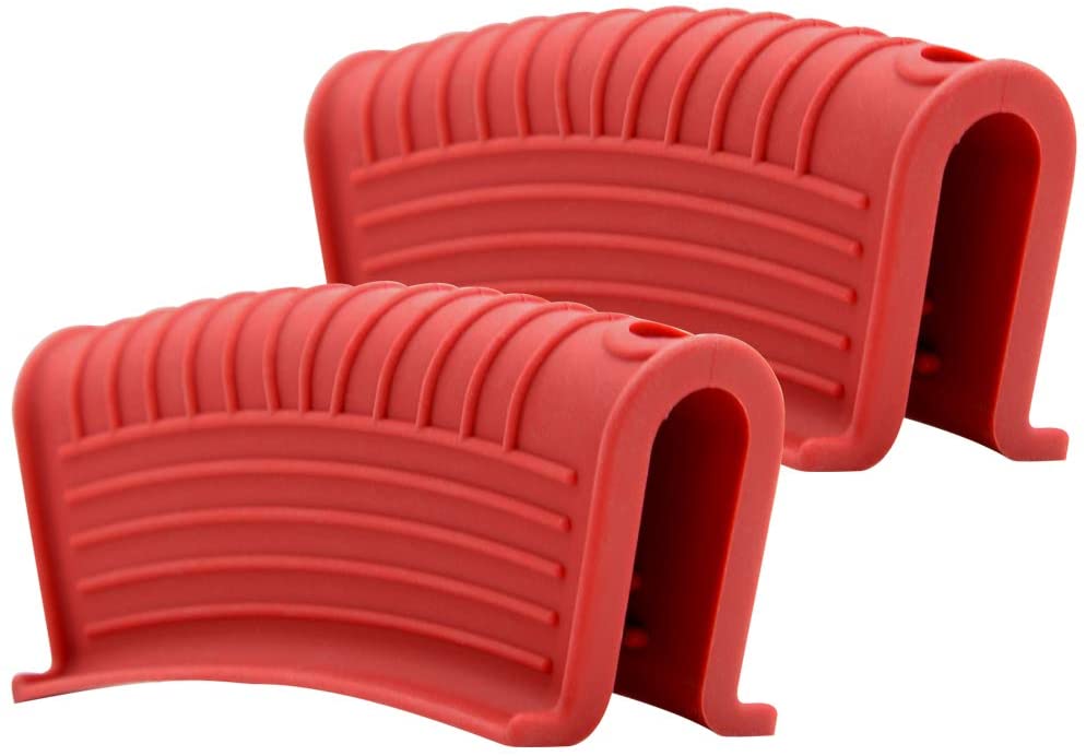 Silicone Handle Holder, 4 Pack Assist Pan Handle Sleeve Pot Holders Non Slip Rubber Pot Holders Cast Iron Skillets Handles: Pot holder--Red