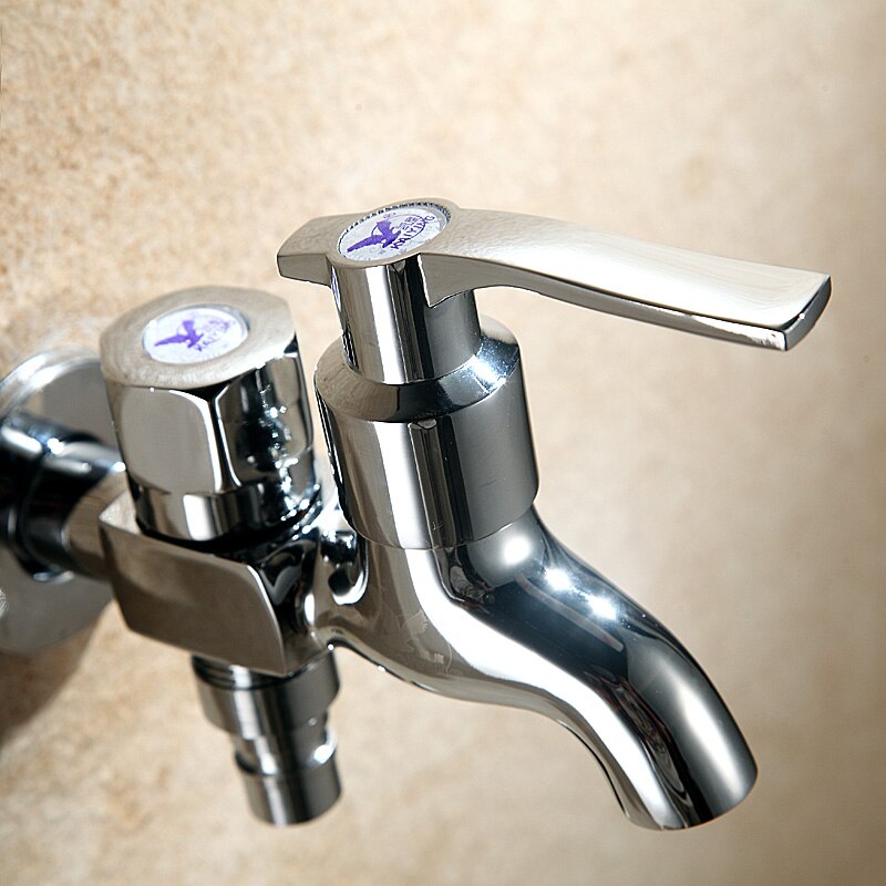 KAIYING Brass Washing Machine Faucet Double Using Bibcock Laundry Mop Pool Tap Dual Handles Small Tap For Outdoor Garden,2724