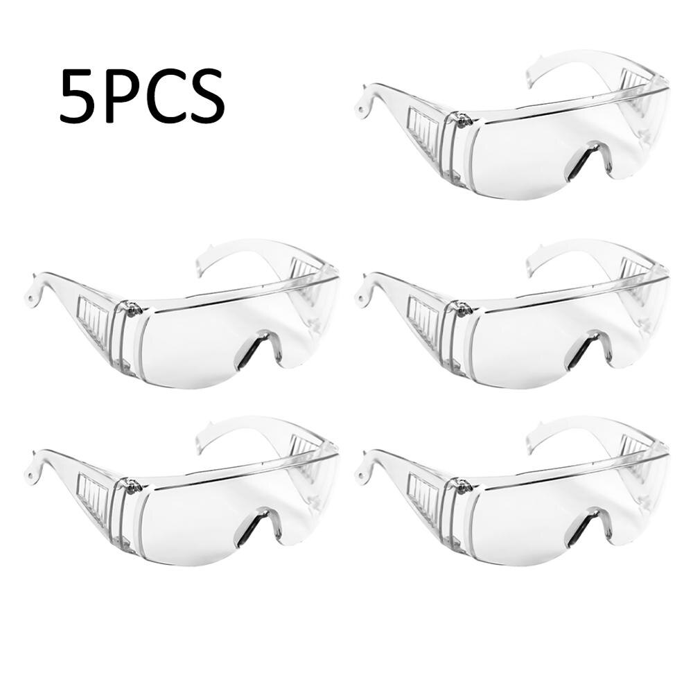 5PCS Safety Glasses Transparent Dust-Proof Glasses Working Glasses Lab Eyewear Splash Protective Anti-wind Glasses Goggles