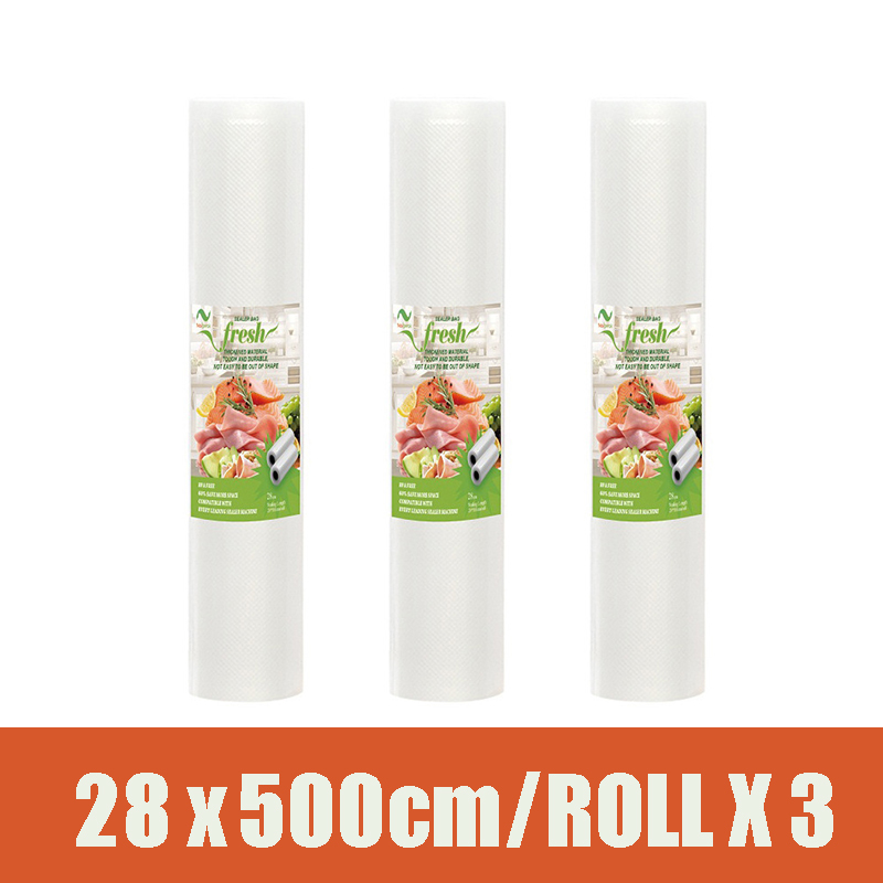 Vacuum Bags for Food Vacuum Sealer Food Fresh Long Keeping 12+15+20+25+28cm*500cm Rolls/Lot Bags for Vacuum Packer: 28x500cm 3PCS