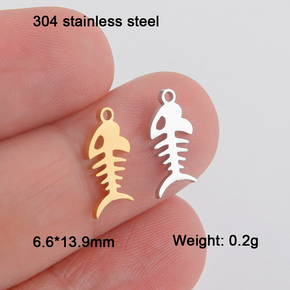 EUEAVAN 5 stks Dier Rvs Charms Kat Vlinder Poot Libel Vissenstaart DIY Hanger Ketting Sieraden Maken Accessoires