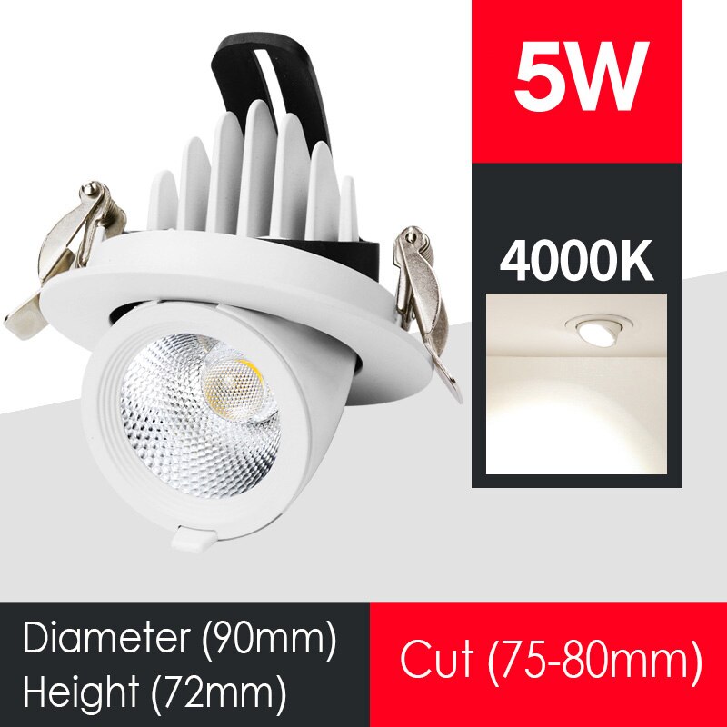 Dimbare LED Spots Olifant Neus Lamp Ingebed Plafond COB Downlight Woonkamer Gangpad Kleding Winkel Verlichtingsarmaturen: 5W --- Nature White