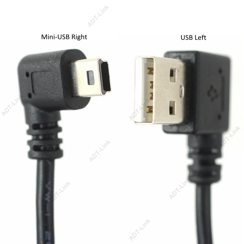 Mini USB Data Kabel 10 INCH 90 Graden USB Haakse Vernikkeld Korte USB 2.0-A-Male-4Pin naar Rechts hoek Mini-B-5Pin 25 cm
