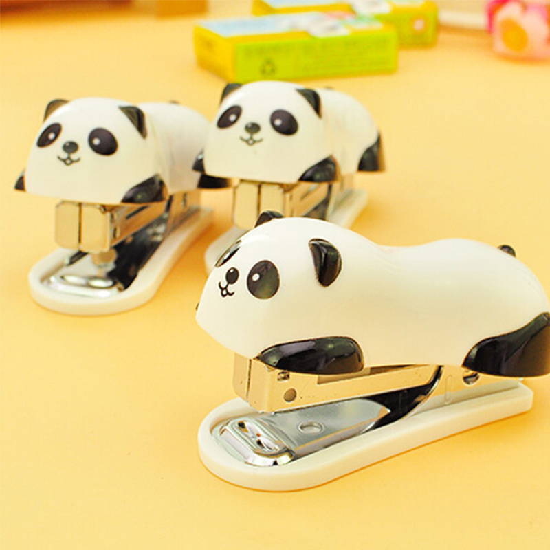 Deli Mini Panda Stapler Set 1000pcs Staples Cartoon Office School Supplies Staionery Paper Clip Binding Binder Book Sewer