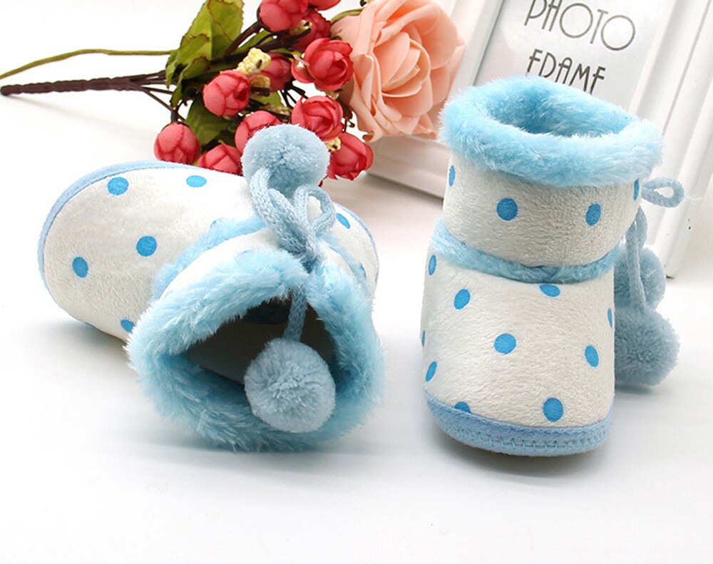 Pasgeboren Baby Meisjes Jongens Zachte Booties Stippen Pompom Snowboots Baby Peuter Pasgeboren Warming Schoenen Mode Comfortabele Schoenen