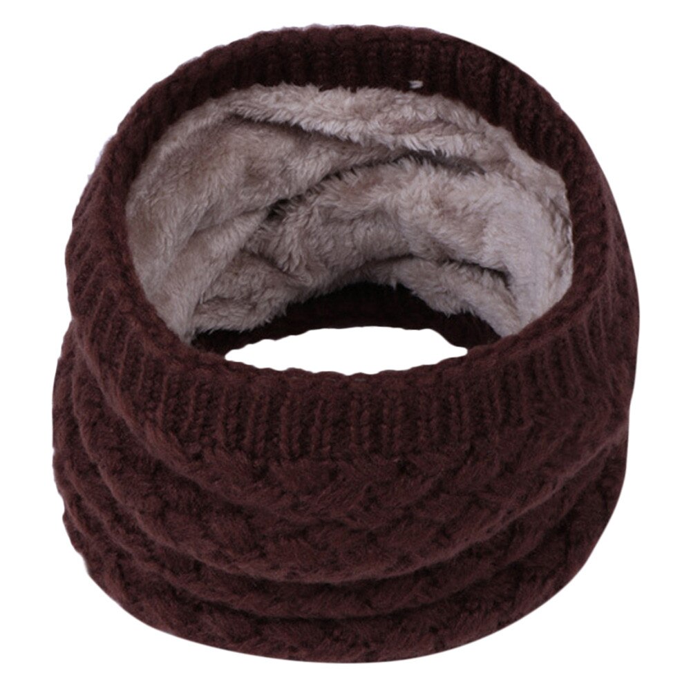 3-15 years KIDS Winter Scarf For Children Knitted Baby Ring Scarf Children Scarf Neck Cotton Thickened Collar Scarves For Girl: Coffee
