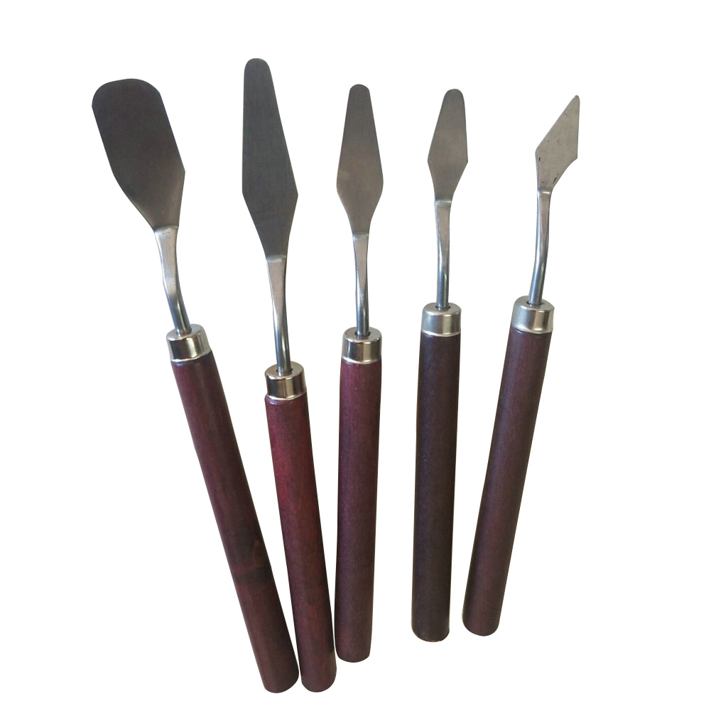5 pièces Palette peinture inox grattoir Kit spatule beaux Arts mélange peinture professionnelle