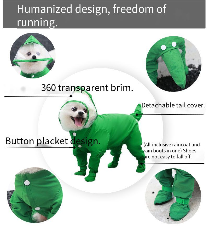 Dog Raincoat Rain Boots Pet Outdoor Waterproof Clothes and Shoes Puppy Warm Four-legged Jumpsuit Chihuahua Accessories Dog Coat