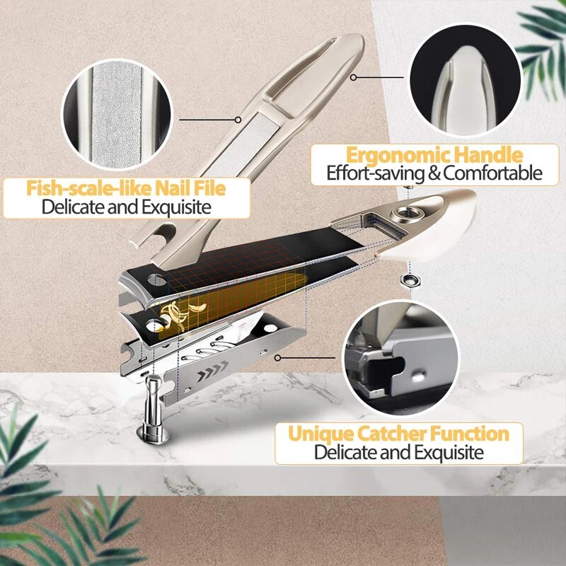 Roestvrij Staal Nagelknipper Nagelknipper Anti Splash Rvs Nail Cutters Voor Manicure Teennagel Vingernagel Trimmer