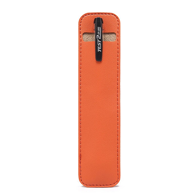 1 Pcs PU Leather Pencil Pen Case Pen Protection Cover Solid Color Hollow Simple Student Stationery Box: Orange