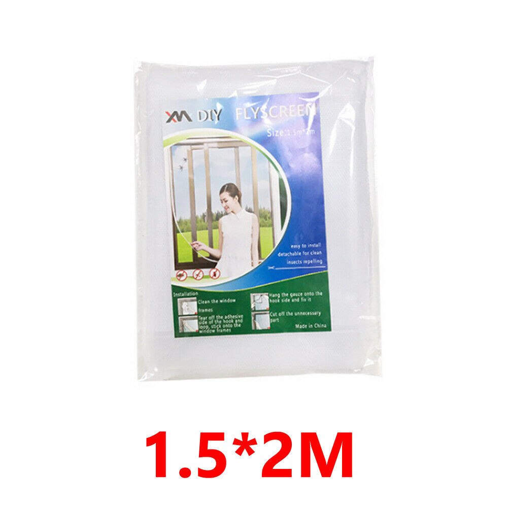 Window Door Insect Screen Mesh Net LARGE Mosquito Wasp Fly Bug Moth Protector Door Black White Mesh Net Self Grip Door Netting