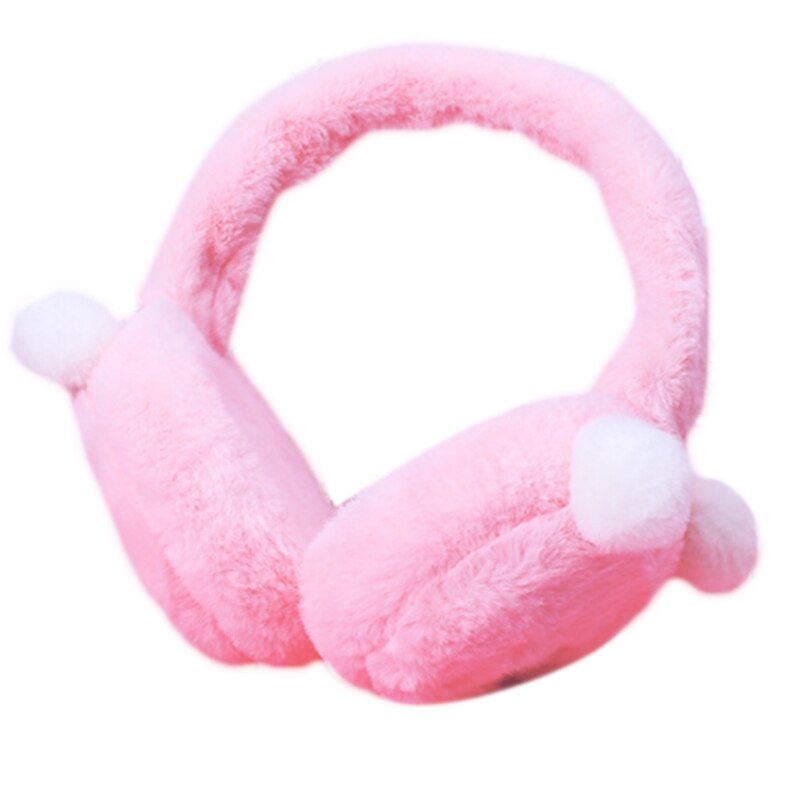 Pom Poms Ear Warm Rabbit Ear Earmuffs Headband Soft Fluffy Earcap Cute Earmuffs LX9E: Hair ball pink