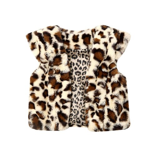 1-6Y lindo niño pequeño niños bebé niña chaleco abrigo cálido Fuzzy Leopard Print chaleco, chaqueta, chaquetón Chaleco de piel primavera invierno ropa prendas de vestir: 4T