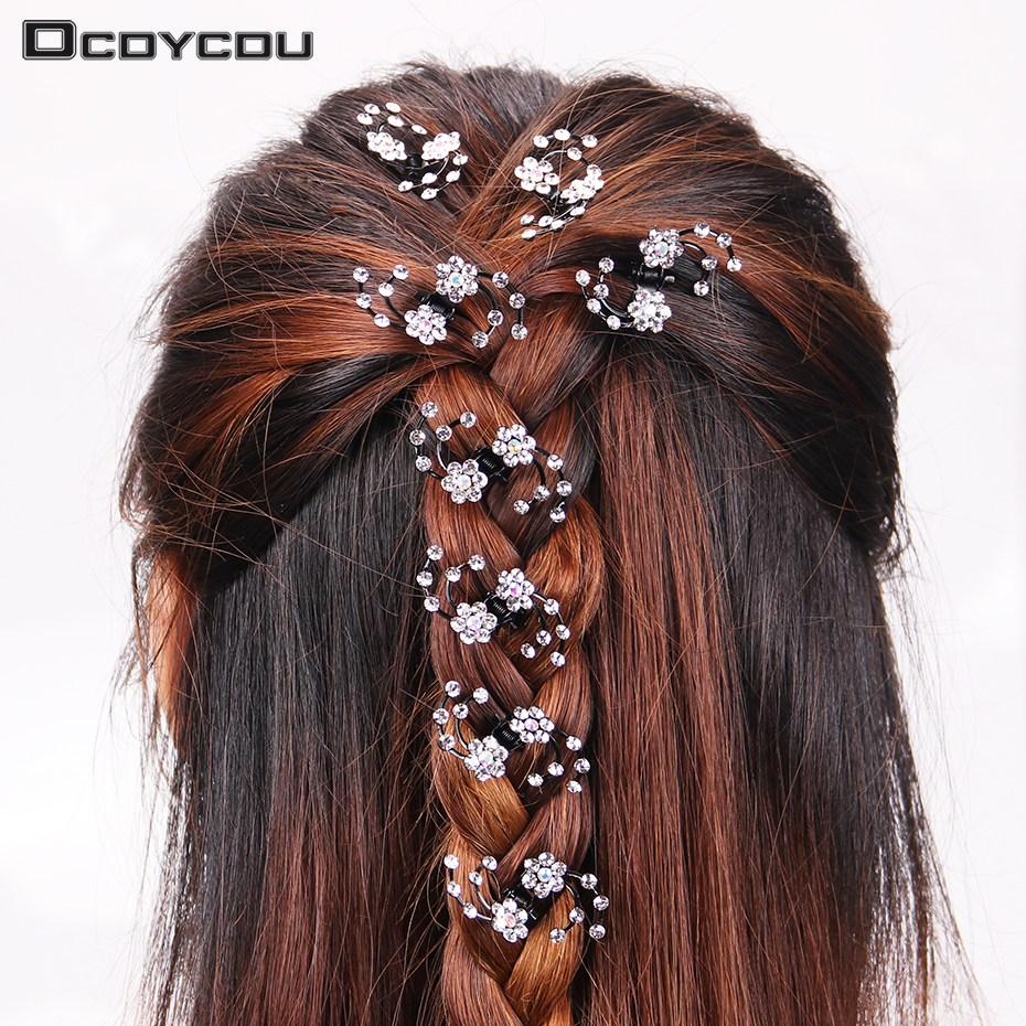 Mini serre-tête en strass flocon de neige | 6 pièces/1 pack, pinces à cheveux de mariée de mariage, épingles à cheveux fleur, accessoire de cheveux