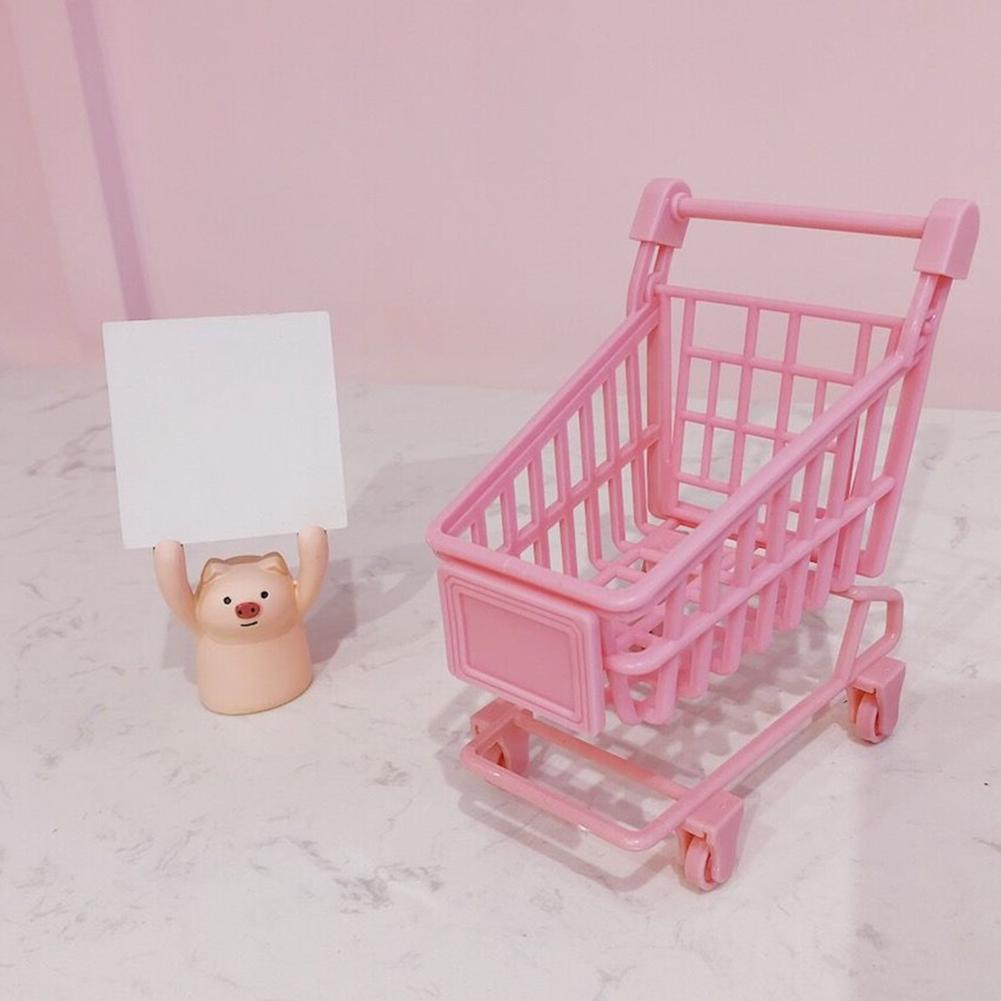 Mini Pink Shopping Cart Cute Cake Toy Decoration C8J9
