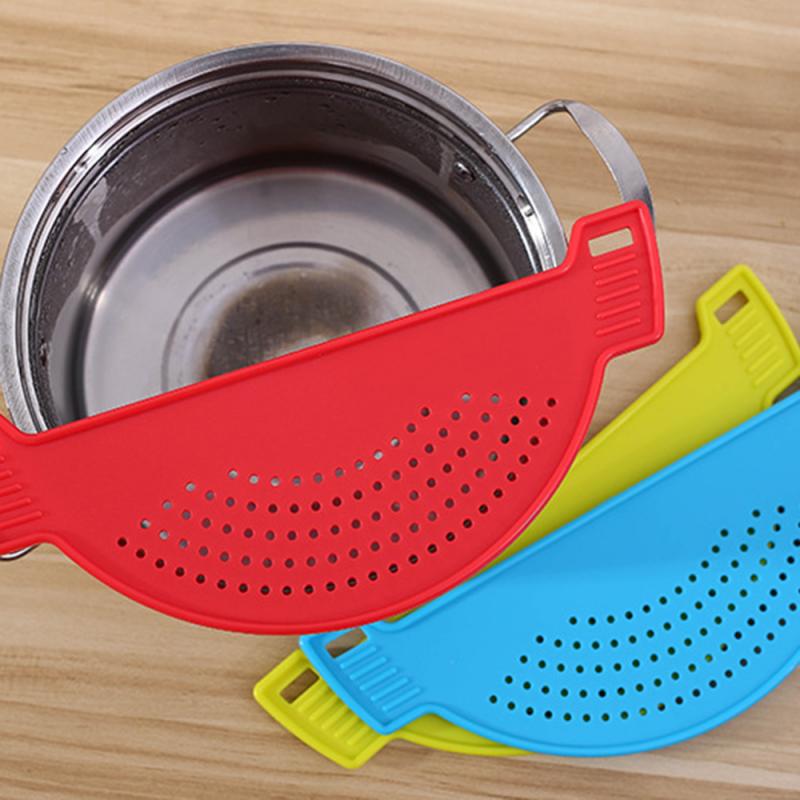 Multifunction Silicone Cooking Tool Fun Shape Pot Drain Pan Strainer Liquid Drainer Kitchen Colander Drainage Supplies Tools