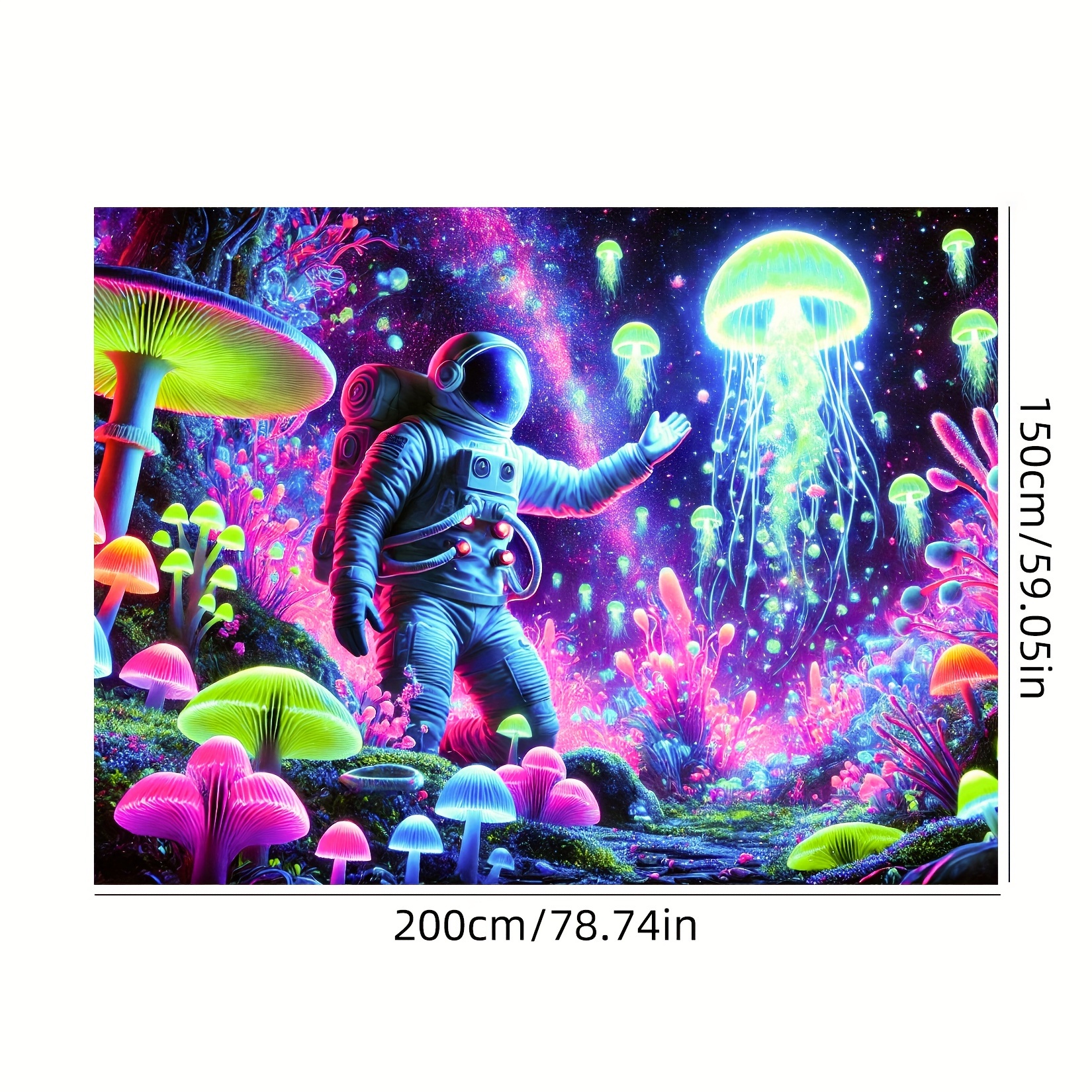 Tapiz fluorescente multifuncional para dormitorio, sala de estar, oficina, sala de juegos, gimnasio, decoración de , decoración de pared reactiva a los rayos UV: 1.200 mm x 1.7000 mm / YELLOW