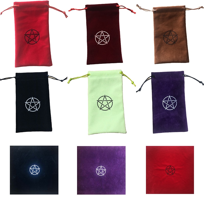 1Pc Fluwelen Pentagram Tarot Opbergtas Board Game Card Borduurwerk Trekkoord Pakket Tarot Tafelkleed P002