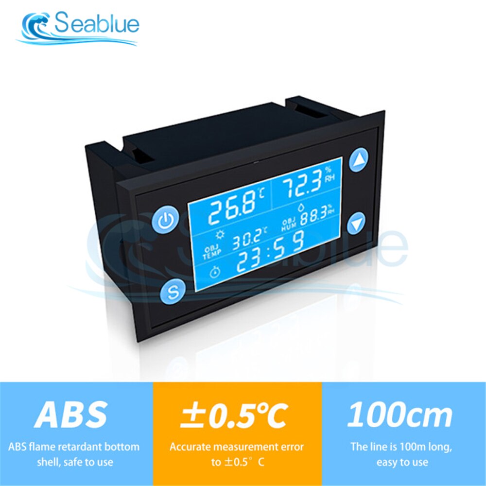 Controlador Digital de temperatura y humedad W1212, SONDA DE Sensor SHT20 LCD para incubadora, termostato de Acuario, 110V-220V