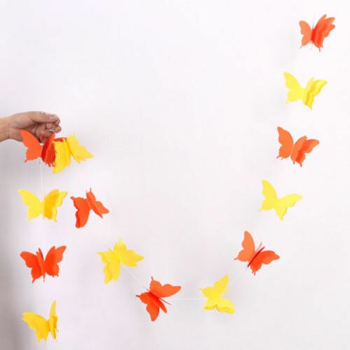 2.7M 3D Paper Garland Butterfly Banner kids Baby Shower Butterfly Bunting for Valentine's Day Wedding Birthday Party Decoration: Orange