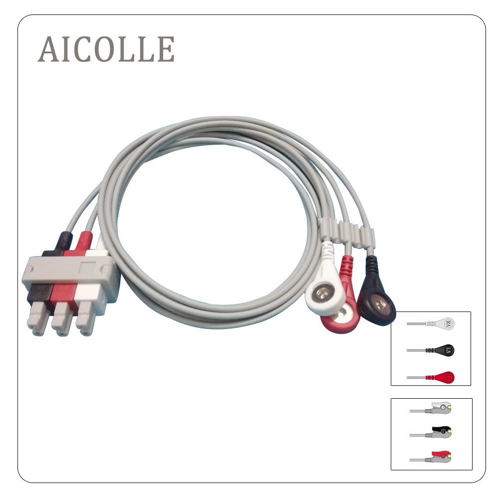 Yhteensopiva potilasmonitori  m1615a 78834c ekg-kaapeli 3 leawire napsautusliitin