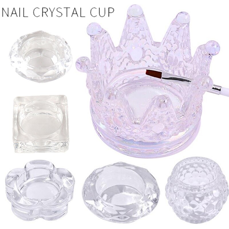 1Pc Crystal Glass Cup Nail Liquid Container Mini Bowl Dappen Dish Holder Nail Tool