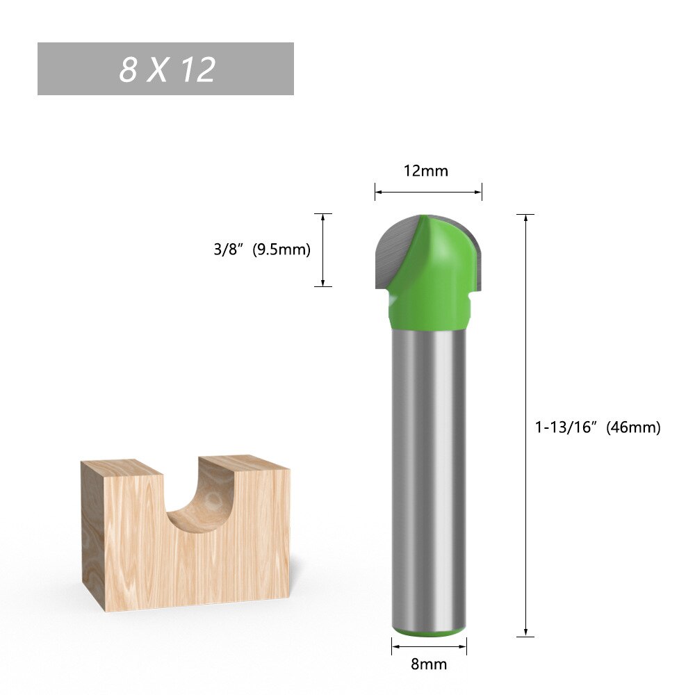 8mm Shank Ball Nose End Mill Round Nose Cove CNC Milling Cutter Bit Radius Core Box Solid Carbide Router Bit Woodworking Tools: 8X12mm