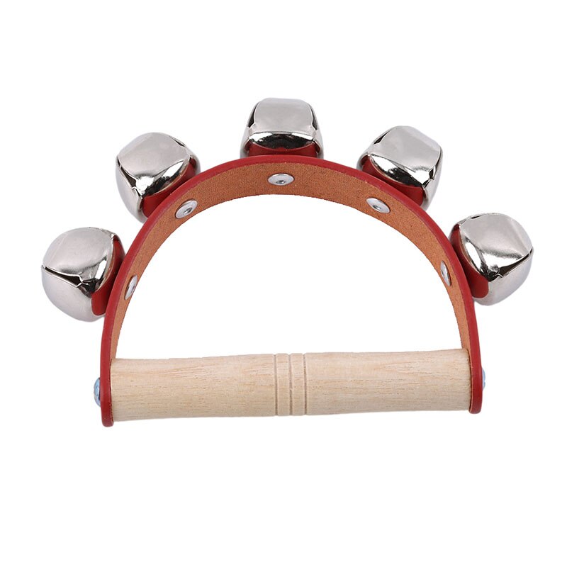 2020 bambini in legno sonaglio giocattolo strumenti musicali musica Handbell in legno giocattoli bambino colorato musica suono giocattolo: Red