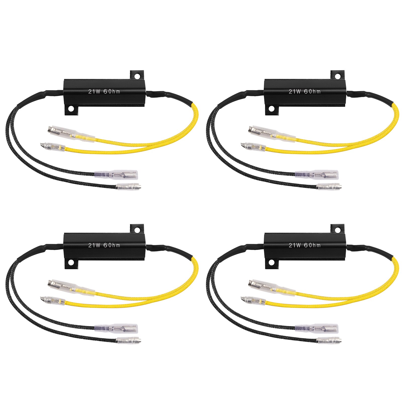 Justech 4Pcs Aluminium LED Indicator Resistor 21W 6.0Ohm Turn Signal Indicator LED Load Resistor Flash Blinker For Motorcycle