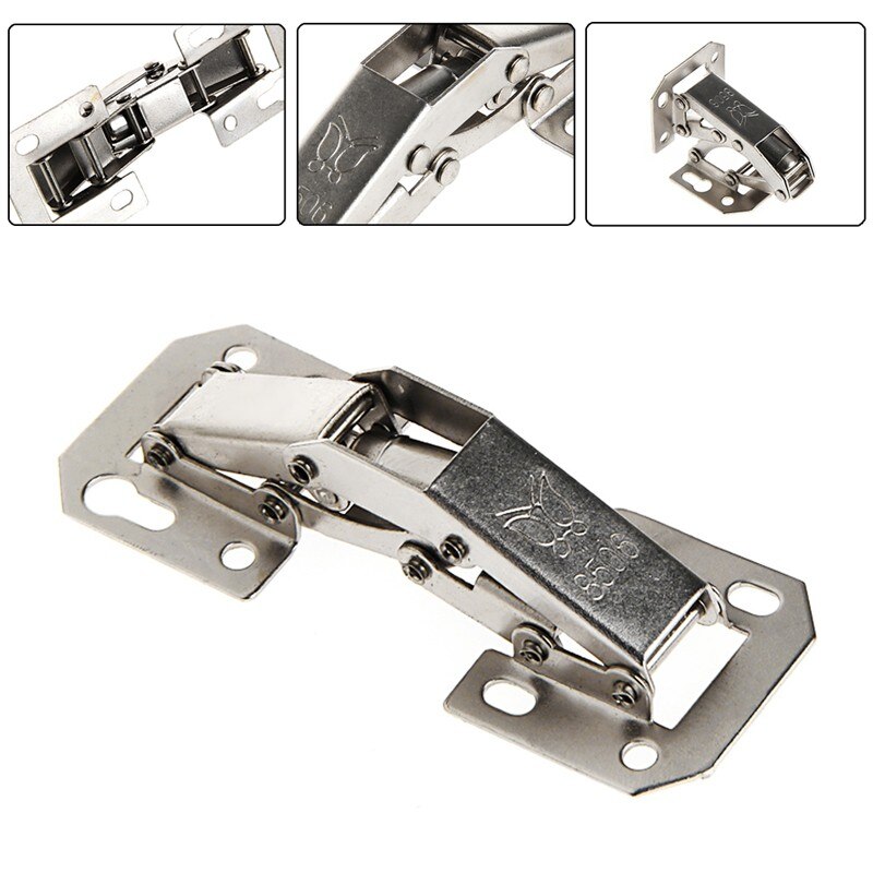 2Pcs 90 Degree Easy Mount Concealed Kitchen Cabinet Cupboard Sprung Door Hinges Metal