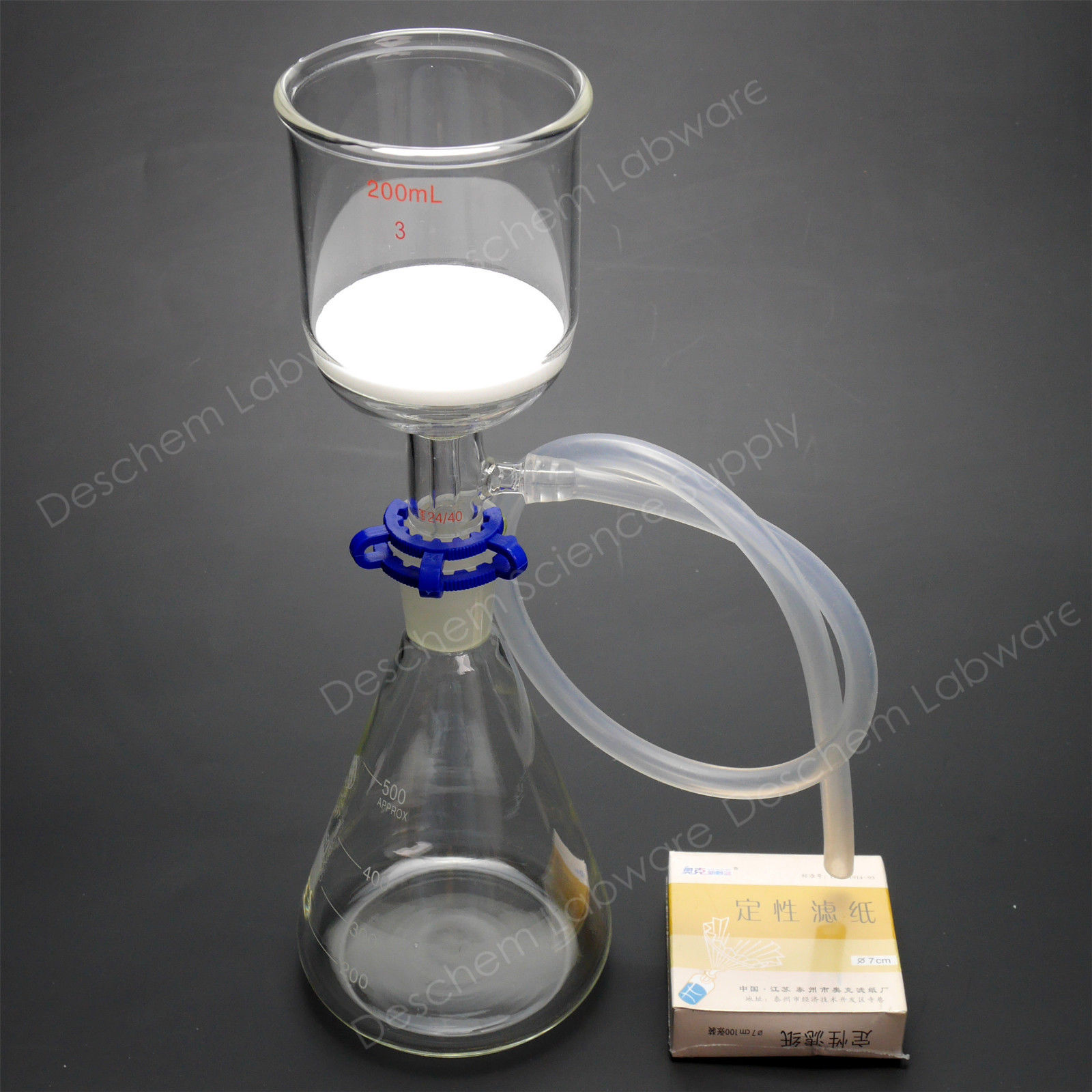 500 ml, 24/40, unité de Filtration par aspiration de laboratoire, entonnoir Buchner 200 ml, avec papier filtre