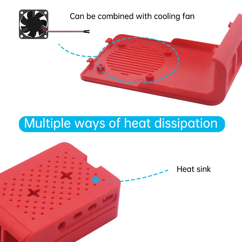 Raspberry Pi 4 ABS CaseBox Enclosure Shell for Raspberry Pi 4 Model B Pi 4B Pi4 (Installable fan)