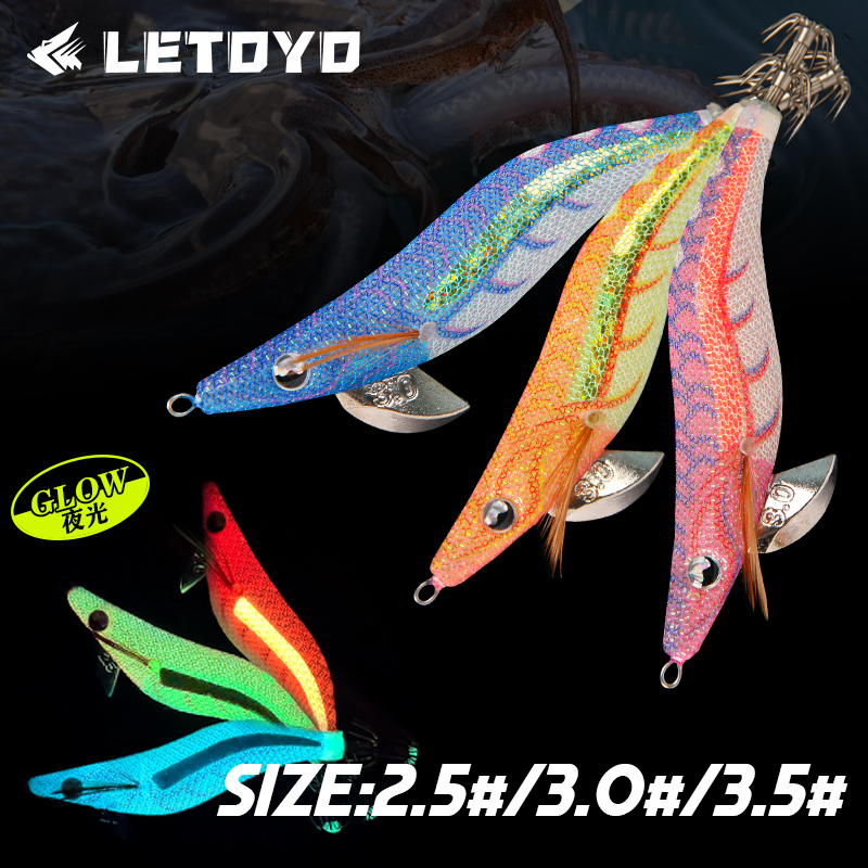 LETOYO 2.5 # 3.0 # 3.5 # Inktvis aas Lichtgevende inktvis Jig Vissen Lokken Kunstaas Voor Webvoet Octopus Inktvis zeevissen lokken