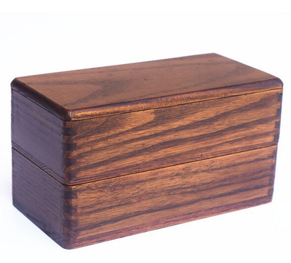 Large Camphor Leaf Wooden Lunch Box Square Two-Layer Lunch Box Solid Wood Sushi Box Rectangular Double-Layer Tableware