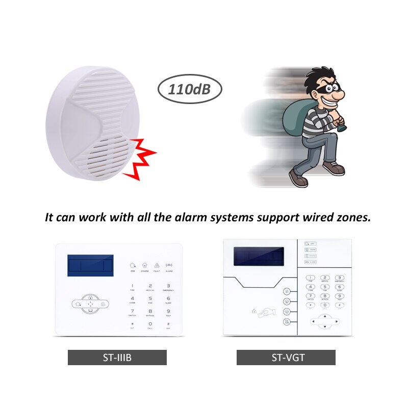 Mini wired Indoor Siren 110dB Sound Alarm Siren DC12V Indoor Siren Wired Horn Alarm System For Burglar Home Security