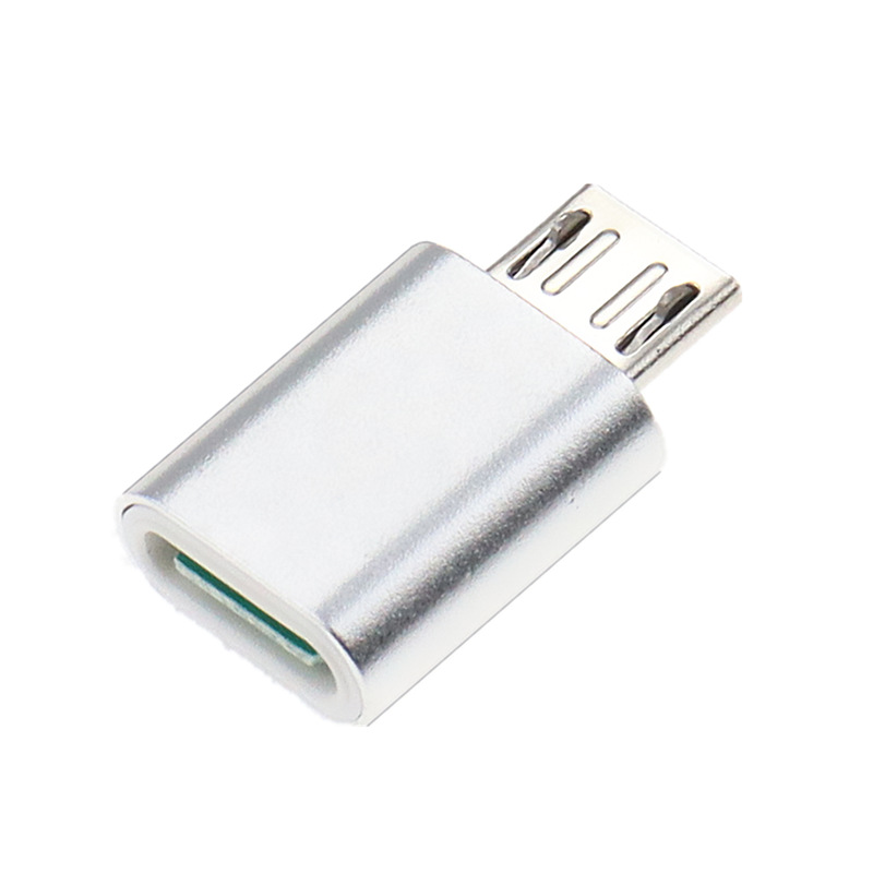 USB Type C Female To Micro USB Male Adapter Connector Type-C Micro USB Charger Adapter V8 Charging Data Transmission Converters: Silver