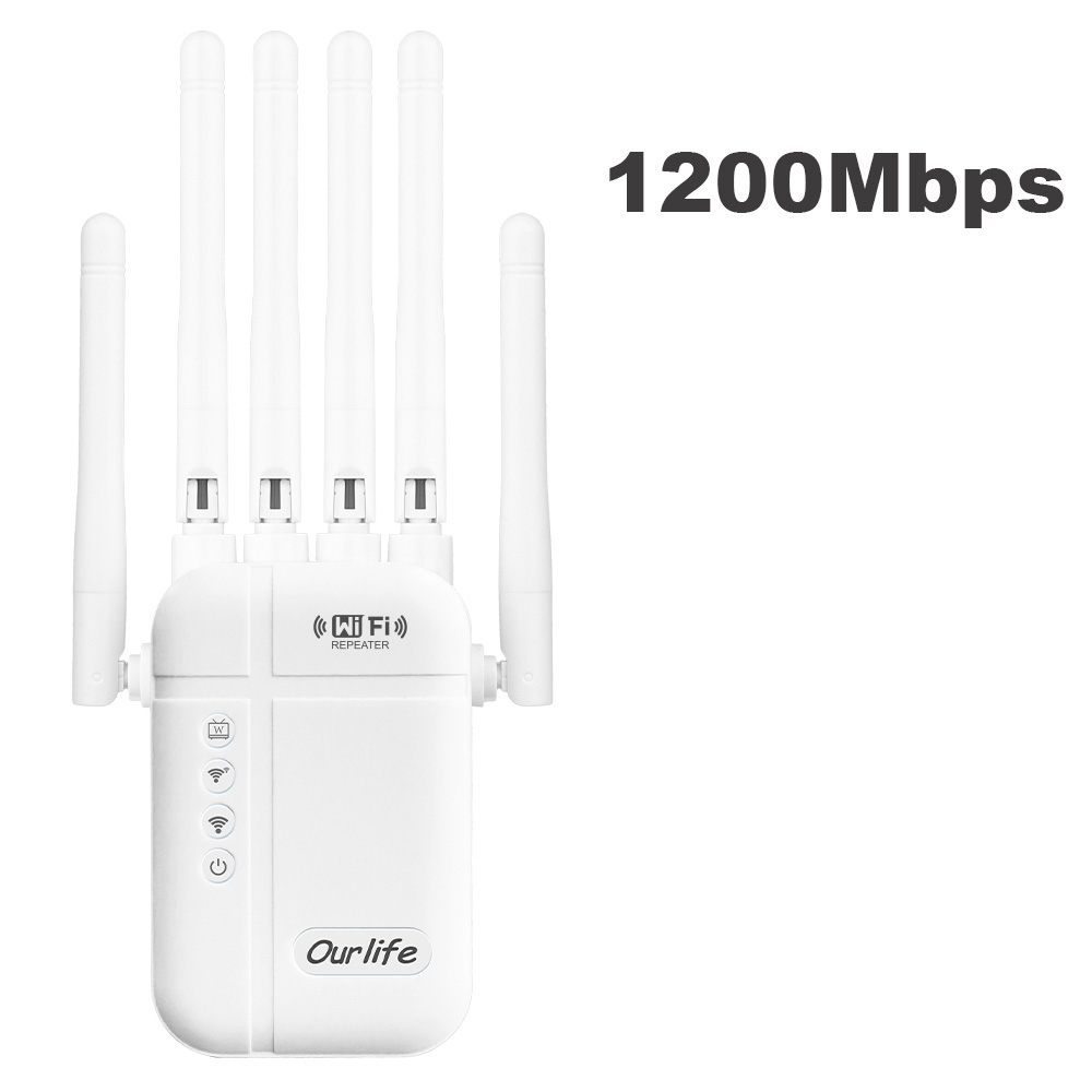 1200Mbps WiFi Repeater Wireless Dual Band WiFi Repeater 2.4G/5GHz Signal Amplifier Extender Router For Home Office Wi-Fi Booster: WHITE / US Plug