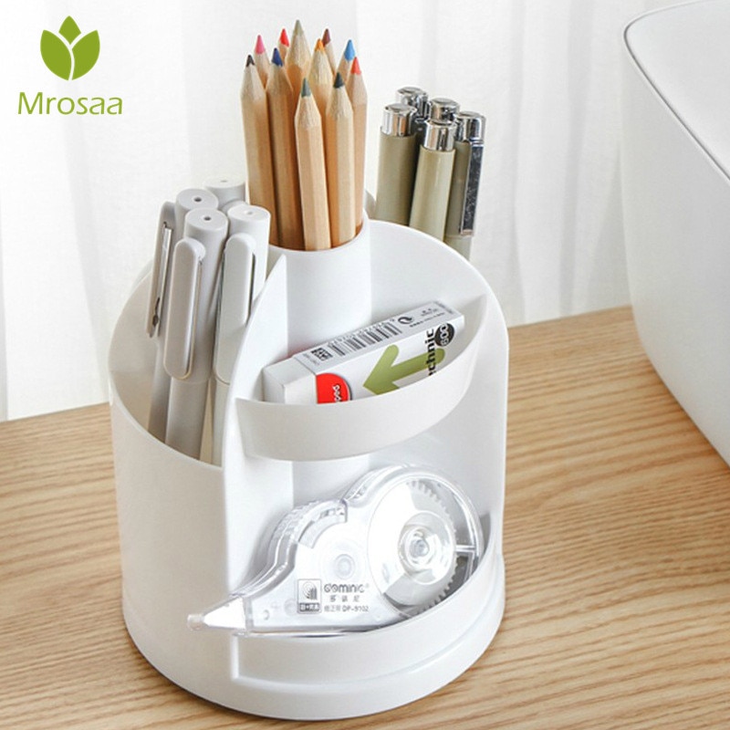 Multi-function 7 Grids Office Desktop Rotating Pen Holder Stationery storage Box Pencil Case Desk Organizer Office Supplies