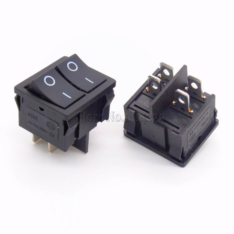 KCD2 21x24mm 21*24mm Black Rocker Switches Two-Way Switch 4 Pin 2 Position 6A/12A 250VAC ON-OFF