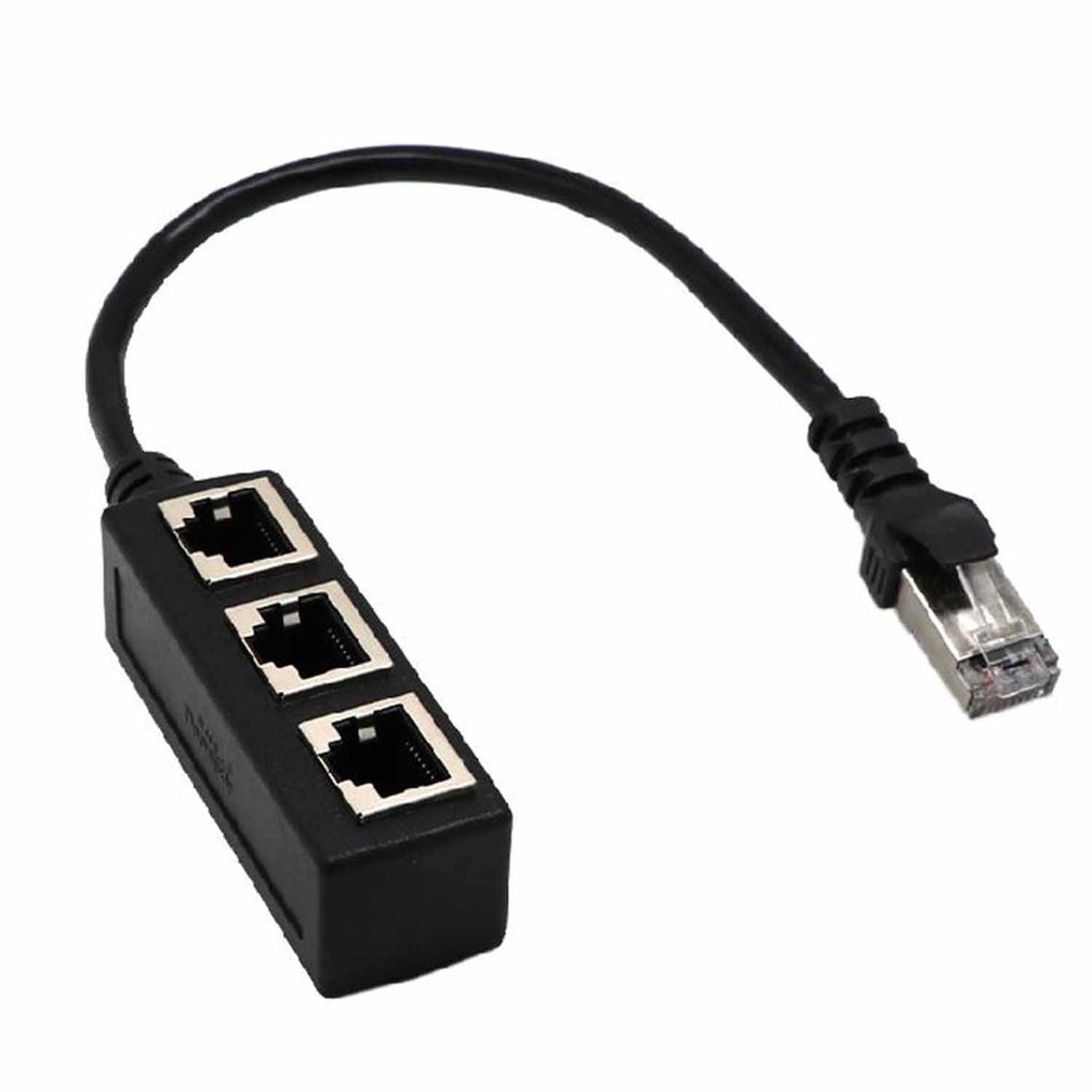 RJ45 Ethernet Cable Adapter Splitter 1Male To 3Female Port LAN Network Plug 3in 1 Adapter NetWork Accessories: White