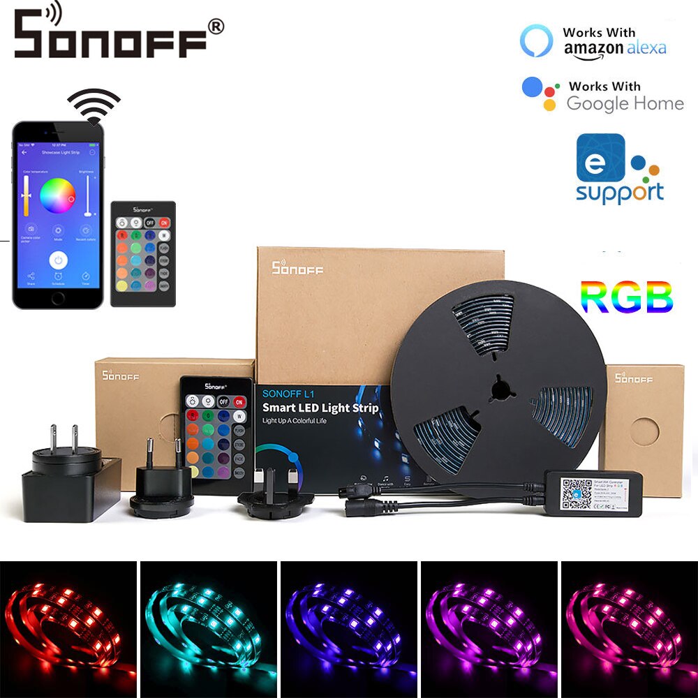 Sonoff L1 Smart Led Light Strip 5050 2M 5M Dimbare Waterdichte Wifi Wifi Flexibele Rgb Strip Lichten Werken met Alexa Google Thuis