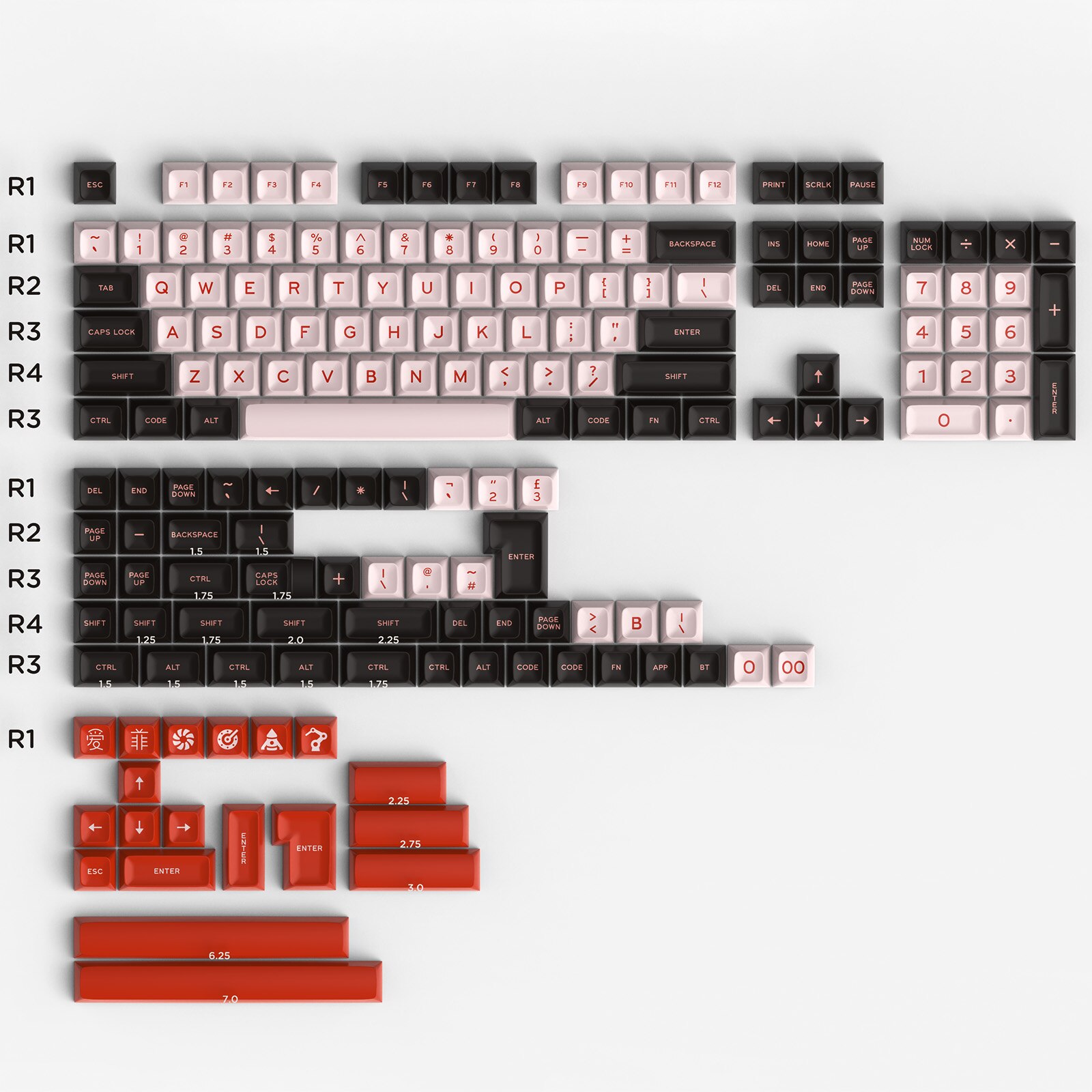 Yongqui 170 Keys DOUBLE SHOT SA Profile Keycap Gas Attack For GMMK pro GK68 Mechanical Game Keyboard: SA Flamingo