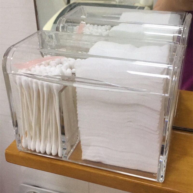 -Dust Proof Cosmetics Organizer For Cotton Acrylic Makeup Box Organizer Storage Containers For Cosmetics Pads Holder With Lid