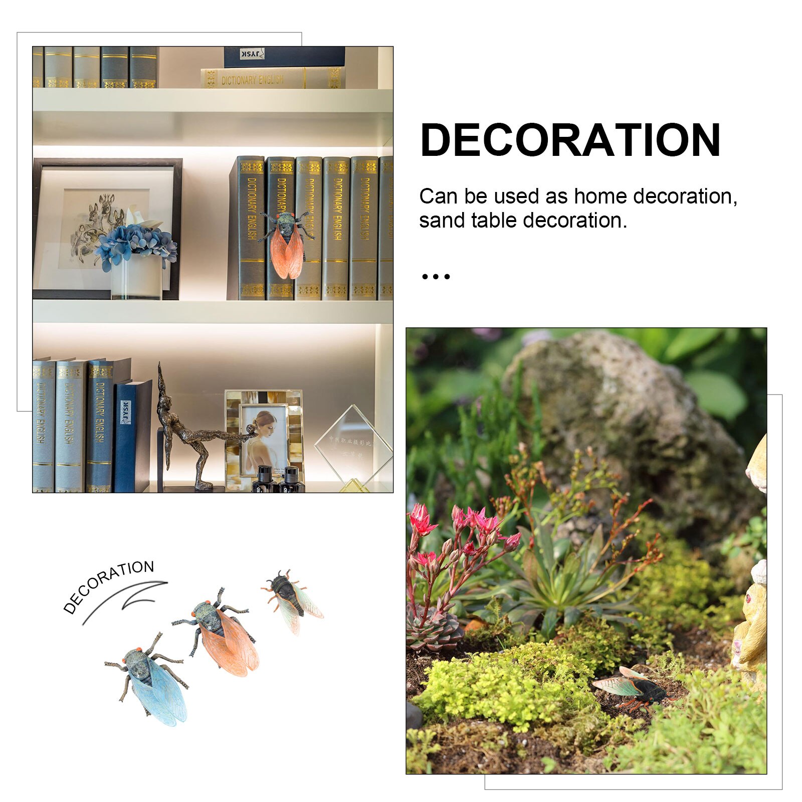 1 set naturgetreuer insektenmodellsimulation zikaden-mikrolandschaftsdekoration