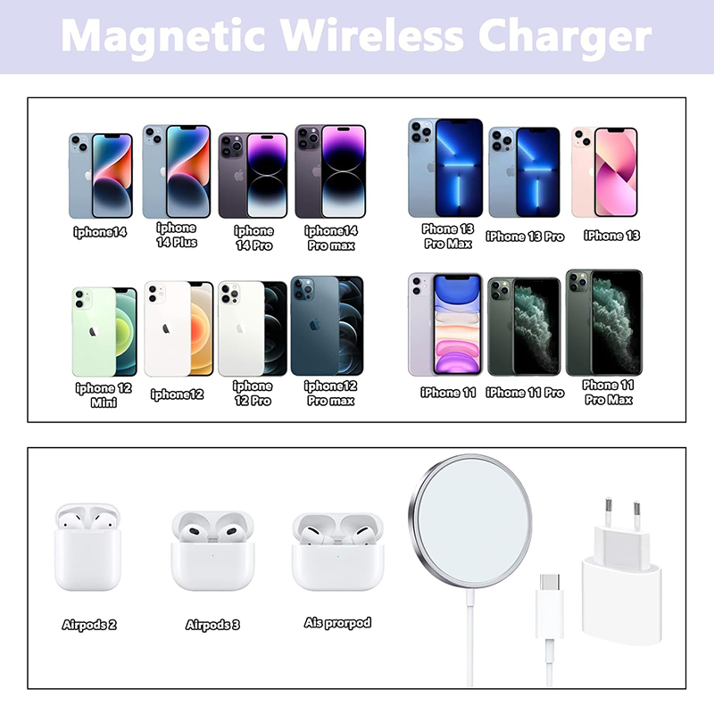 Apple Original Magsafe Wireless-Ladegerät für iPhone 16 15 14 13 12 11 Pro Max SE Mini X XS XR 8 Plus Schnell ladekabel Typ C Lightning