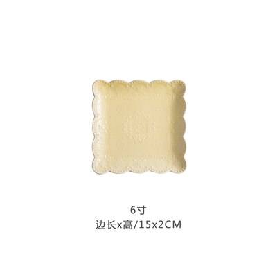 Multi-color Optional 6 Inches x5pcs/set Ceramic Plate Western Food Plates Salad Plate Square Flat plate Dinner tray Cake Dish