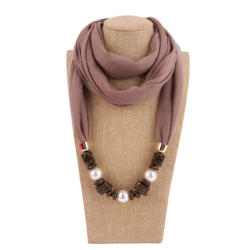 LaMaxPa Neue Frauen Solide Schmuck Anhänger Chiffon Schal Perle Schals und wickelt Weichen Weiblichen Zubehör: 3