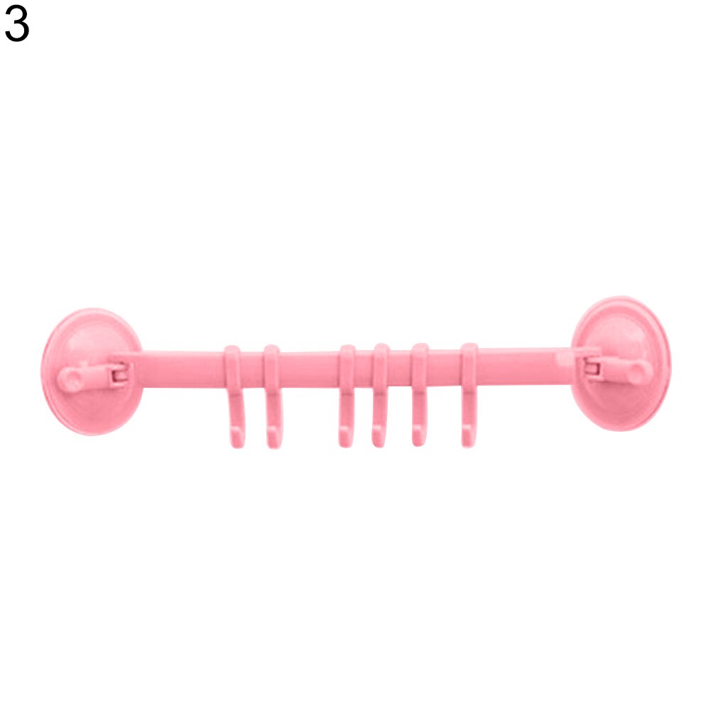 Multifunctional Suction Cup Towel Hanger Kitchen Bathroom Storage Rack Holder: Pink